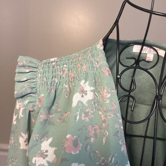 ANTHROPOLOGIE WAYF V-Neck Blouse Sz S Romantic Cottagecore Pastel Floral Print - Picture 4 of 13